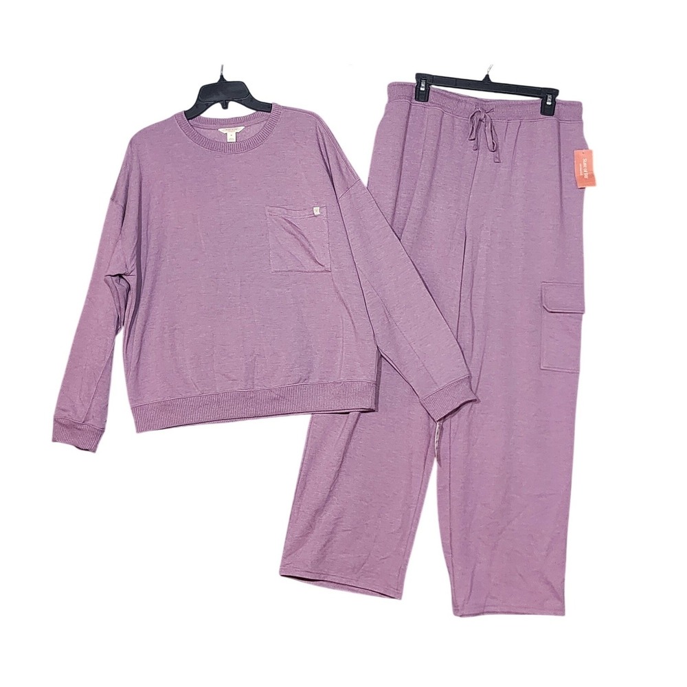 State of Day Intimates Loungewear Set Cargo Pants Sweatshirt Soft Cozy Medium - Picture 2 of 9